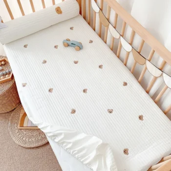 Baby Fitted Sheet Bed Crib Sheet 60x120/70x130 Cotton Quilted Newborn Boys Girls Diaper Mattress Protector Cover Bedding Set