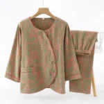 kf-Sc66202003ae844c3b2f67074a5541097I-Pajamas-For-Women-2-Pieces-Outfit-Sleepwear-Pyjamas-100-Cotton-Home-Clothes-2024-Spring-Autumn-New