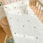 130*70cm/120*60cm Cotton Quilted Crib Fitted Sheets Soft Baby Bed Mattress Cover Bear Embroidery Newborn Infant Bedding Set