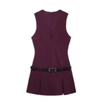 kf-S8eec974c24b14ee6badb34ff01e30debE-Summer-Women-s-Mini-Dress-Fashion-V-Neck-Belt-Slim-Pleated-Dresses-2024-Sleeveless-Elegant-Streetwear