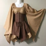 kf-Sd9760a3ccc4c4130a754e10e17b37c6cF-European-and-American-Medieval-Retro-Contrasting-Slim-Fitting-Skirt-with-Flying-Sleeves-Large-Swing-Skirt-One