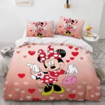 Disney Plaid Mickey Minnie Mouse Bedding Set Comforter Cover Duvet Cover Pillowcases Bedlinen for Children Adults Birthday Gift