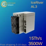 Model AL3 from IceRiver mining Blake3 algorithm with a maximum hashrate of 15Th/s for a power consumption of 3500W.