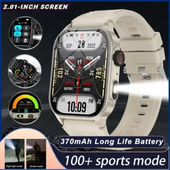 For Huawei Xiaomi 2.01 Inch Screen Smart Watch Mens Bluetooth Call 370 MAh Sport Waterproof Heartrate Blood Oxygen SmartWatch