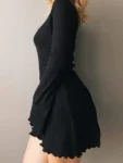 kf-S66caa35fcc614b239a1e1e54452c1994y-Knitting-Elegant-Dress-For-Women-Spring-Fall-Solid-Color-V-Neck-Office-Lady-Irregular-Hem-Simple