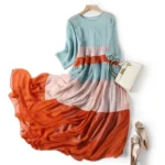 100% Mulberry silk dress High-grade pure white fairy silk embroidery dress female summer new mid-length dress oval - neck