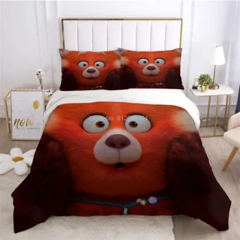 Disney PIXAR Turning Red Panda Baby Bedding Set New Cartoon 3D Duvet Cover Set Pillowcase Kids Single King Size Bedclothes