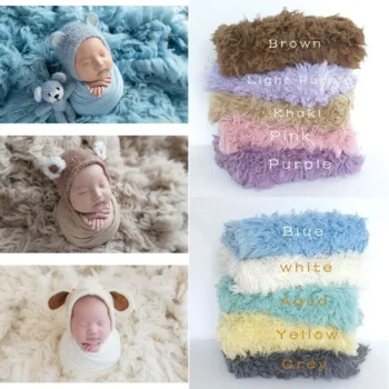 Luxury Newborn Wool Blanket Phorogtaphy Wrap Shaggy Flokati Baby Rug Curly Flokati Rug Wool Carpet for Bebe Newborn Photo Props