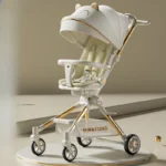 One-touch Foldable Lightweight Baby Stroller High-view Baby Dining Stroller Sitting and Lying Two-way Baby Carriage