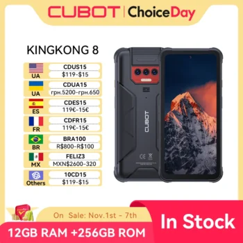 IP68 Waterproof Rugged Smartphone Android 13, Cubot KingKong 8, Octa-core, 12GB RAM(6+6GB), 256GB ROM, 10600mAh, 48MP Camera,NFC