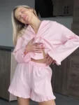kf-Sc94ac26434434a9ca1df50b941e9ccc9F-Marthaqiqi-Cotton-Women-S-Sleepwear-Suit-Sexy-Turn-Down-Collar-Nightwear-Long-Sleeve-Nightgowns-Shorts-Casual