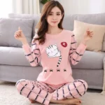 kf-Sf4d3dc24effc4331b5eab21e5bd9f76ae-Autumn-Thin-2pieces-Pyjamas-Set-Women-2024-Cotton-Round-Neck-Girls-Bear-Pajamas-Sets-Teacup-Cat