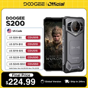 World Premiere DOOGEE S200 5G Rugged Phone 6.72" 120Hz Display 12GB RAM 256GB ROM 100MP AI Main Camera 10100mAh Android 14 NFC