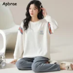 kf-Sd3ae8da8884940ba9925579b4002c9699-Autumn-Winter-Waffle-Cotton-Pajamas-for-Women-Long-Sleeves-Home-Wear-Casual-Sports-Pijamas-Round-Collar