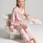 kf-Sf522dd9772054ce0bb516f78a23f51e1X-Solid-Color-Home-Clothing-Set-For-Boys-and-Girls-19MM-100-Real-Silk-Children-s-Pajamas