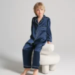 kf-Sf522dd9772054ce0bb516f78a23f51e1X-Solid-Color-Home-Clothing-Set-For-Boys-and-Girls-19MM-100-Real-Silk-Children-s-Pajamas