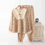 kf-Se182a48ea0b847a5a56512e13f2ad7c6i-French-Vintage-Rose-Pajamas-Women-Cotton-Home-Clothes-Loose-Long-Sleeves-Pijama-Sexy-Mujer-V-Neck