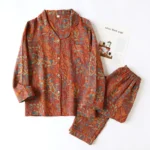 kf-S74ba91cbd2fd4e23aaeb9e2d256a151dh-New-Vintage-Women-s-Pajamas-Cotton-Yarn-Long-Sleeve-Pants-Sleepwear-Lapel-Cardigan-Home-Clothes-Soft