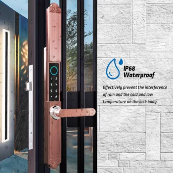 Smart Fingerprint Narrow Alumium Outdoor Frame Tuya Wifi APP Remote Control Waterproof IP68 Sliding Electronic Door Lock