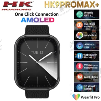 New HK9 PRO MAX Plus Smart Watch AMOLED ChatGPT 2GB ROM HK9 PRO Max+ BT Call AI Watch Face 3D Visual Action Smartwatch Men Women