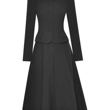 Runway Designer Spring Autumn New High Quality Keys Coat Tops Casual Skirt Party Slim Elegant Chic Vintage Black Women's Sets