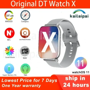 DT Watch X 10 Smart Watch AMOLED 4GB ROM BT Call Compass TWS NFC ChatGPT Game Smart Gesture 3D Vision Smartwatch For Android Ios