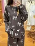 kf-S9189e318022f4cc7a5778dcc38d73e84f-Pajamas-Set-Ladies-Room-Wear-Bow-Sleepwear-with-tags