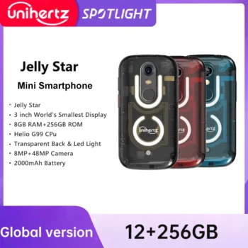 Unihertz Jelly Star Mini Smartphone Android 13 8GB 256GB Led Light Unlocked Transparent Backshell Cellphones 48MP 3 inch Phone