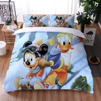 Ski Micke Donald Duck 3d Bedding Set Cartoon Duvet Cover Pillowcase Twin Full Queen King Size Bedclothes Bedlinen for Adult Kids
