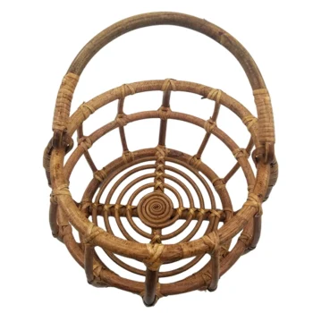 0-6M Newborn Photography Props Round Woven Rattan Basket Retro Knit Cany Basket Baby Photo Shooting Studio Cribs Accessories