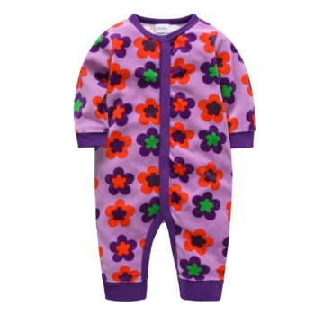Winter Baby Girls Romper Velvet Floral Printing Clothing Newborn Boys Jumpsuit Warm Soft Outfit