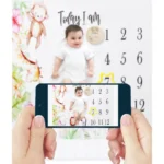 Ylsteed Newborn Photography Props Cute Cat Animal Printed Baby Milestone Blanket Newborn Montly Growing Photo Shooting Backdrop