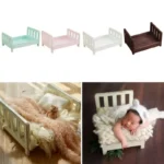 Newborn Photography Chair Furniture Handmade Vintage Wooden Bed and Posing Mattress Props Studio Baby Photography Accessories