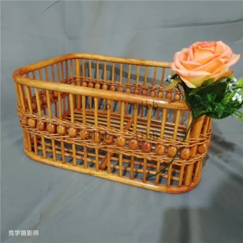 2022 Newborn Photography Props Basket Handmade Vintage Beautiful Beads Frame Baby Photography Props Newborn Photo Posing Props